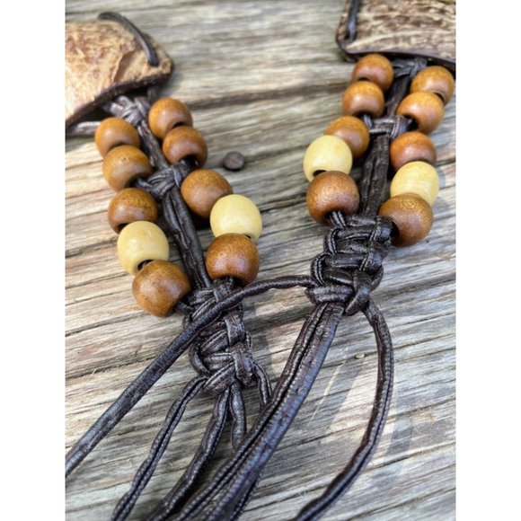 Vintage wood Bead Tie Hippy Boho Festival Belt - Picture 8 of 13